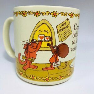 1985 Vintage Sherman On The Mount Mug God Created Coffee Breaks Japan Stoneware